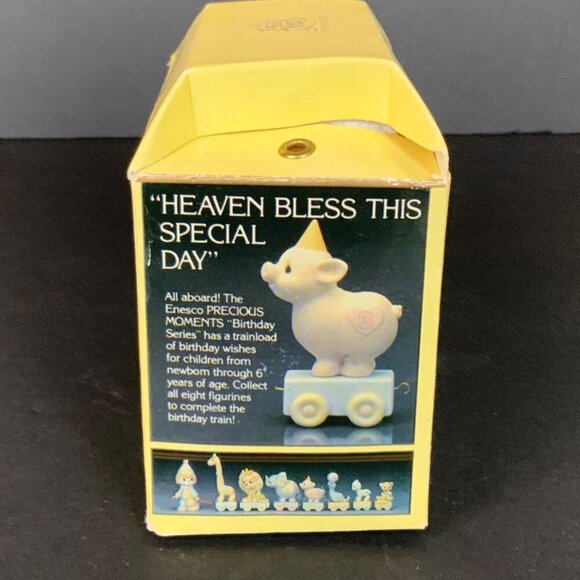 Vintage Enesco Precious Moments Birthday Train Age 3 Pig Porcelain Figurine 1985 - Picture 7 of 8